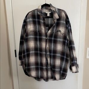 Plaid Men's Shirt - Black and White